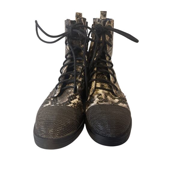 Report Zander Snake Print  Lace Up Zip Side Solid Mesh Toe Combat Boot Size 7 - Picture 2 of 9
